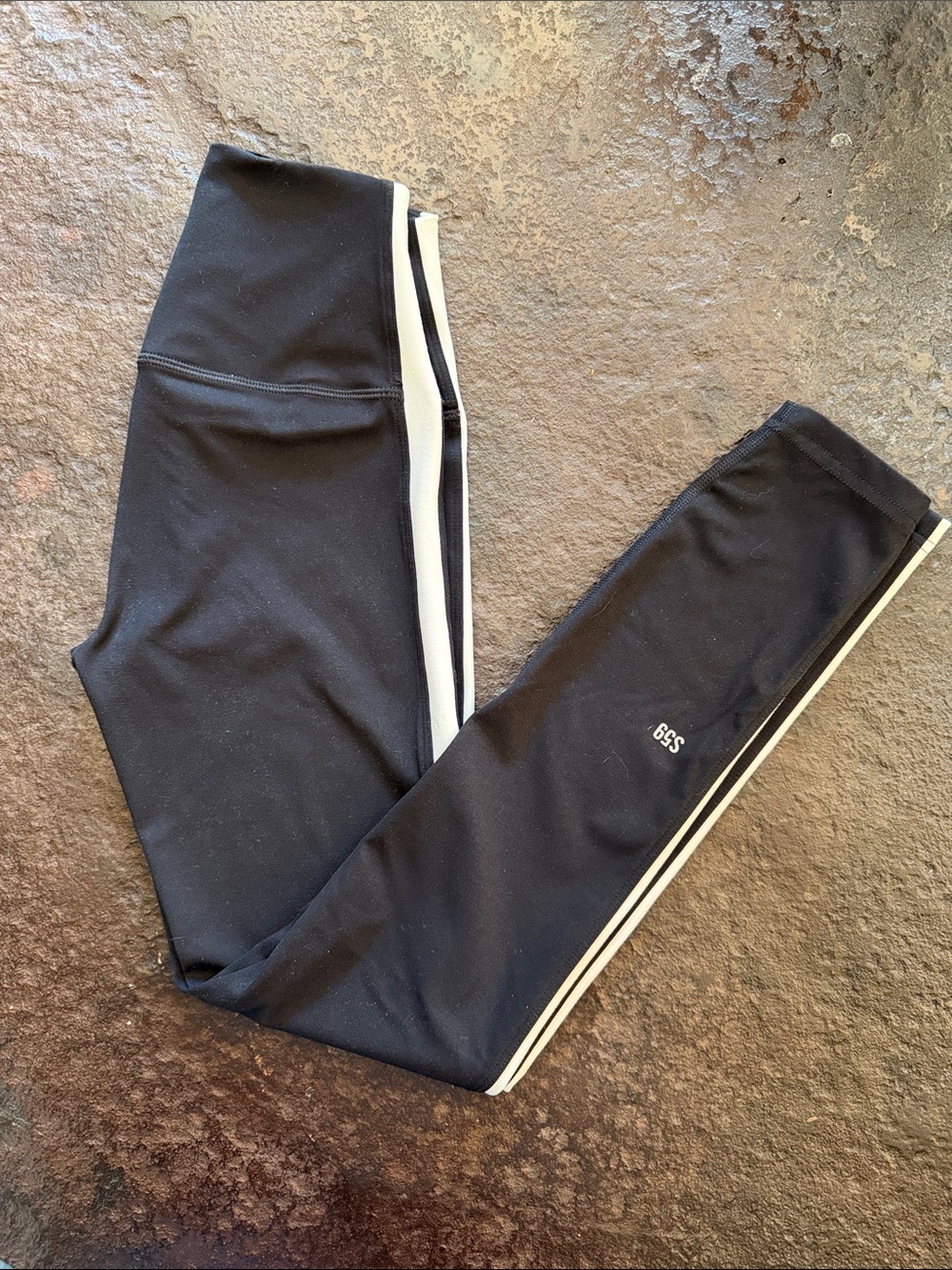 Splits59 Black Leggings with White Side Stripe